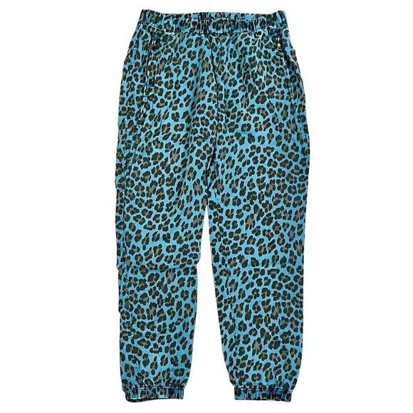 Young, Fabulous & Broke Blue Leopard Martino Joggers Pants Medium - Picture 1 of 9